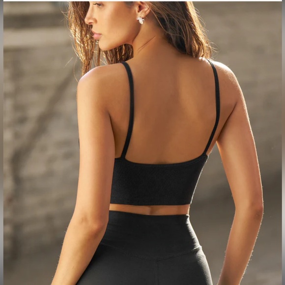 Women's Black Strappy Crop Tank Top Ribbed Joah Brown - Picture 3 of 7